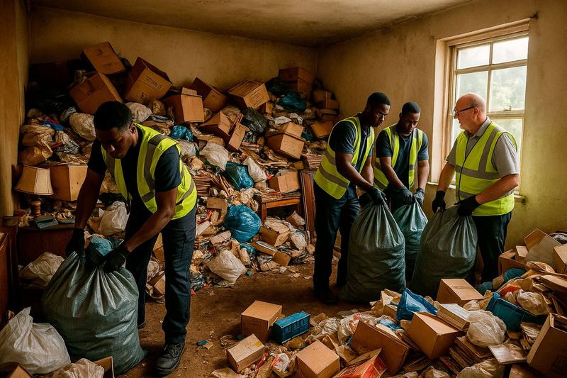Equipa a executar serviço de limpeza